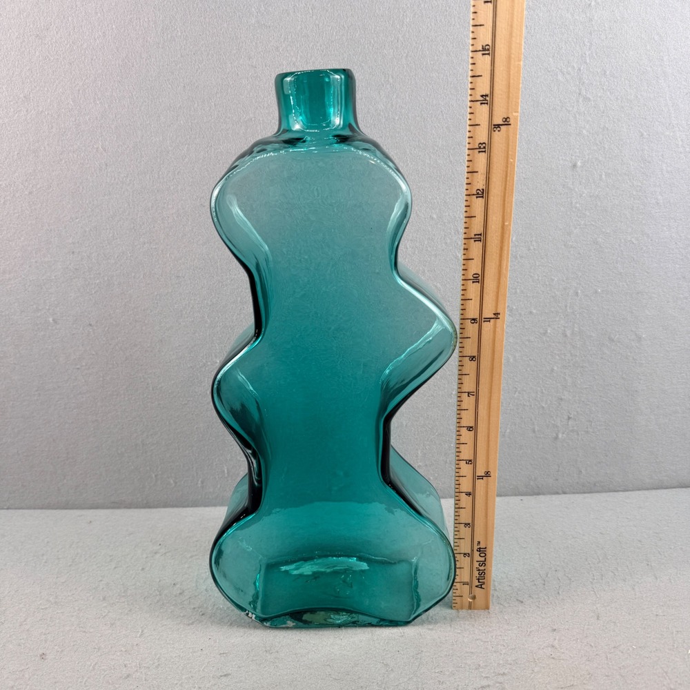 Blenko 9616L Puzzle Vase Matt Carter Antique Green Large Interlocking - Picture 7 of 8